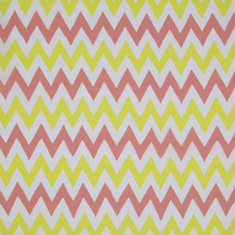 Yellow/Coral/White Zig-Zag Printed Cotton Poplin Yellow/Coral/White Zig-Zag Printed Cotton Poplin