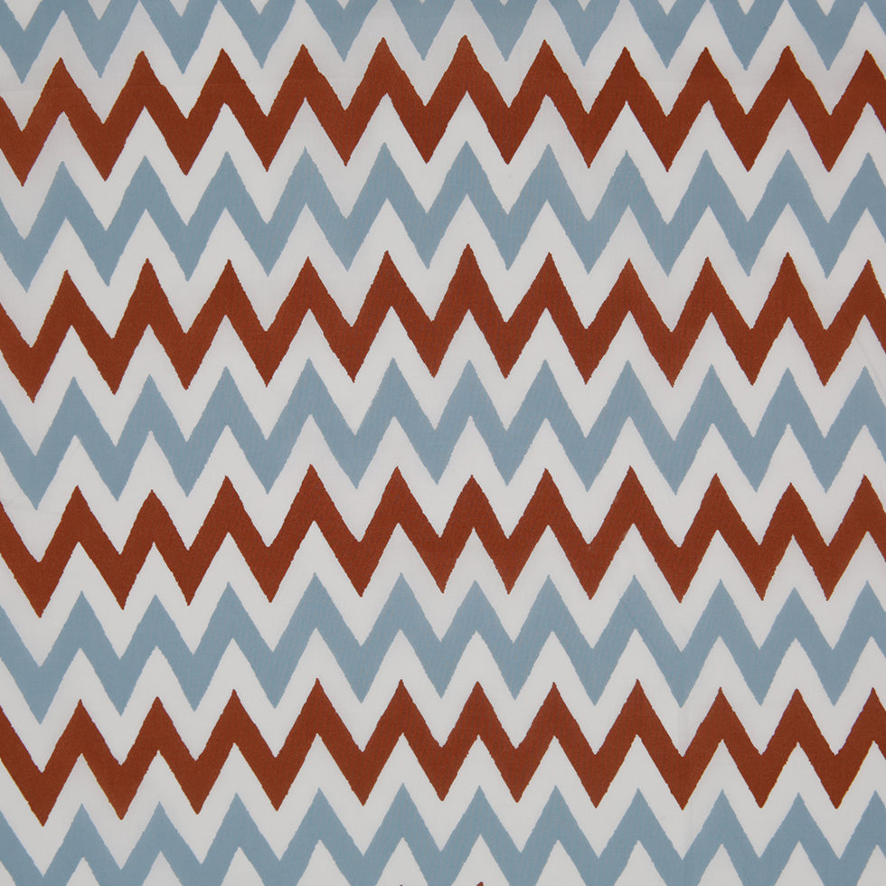 Brown/Blue/White Zig-Zag Printed Cotton Poplin Brown/Blue/White Zig-Zag Printed Cotton Poplin