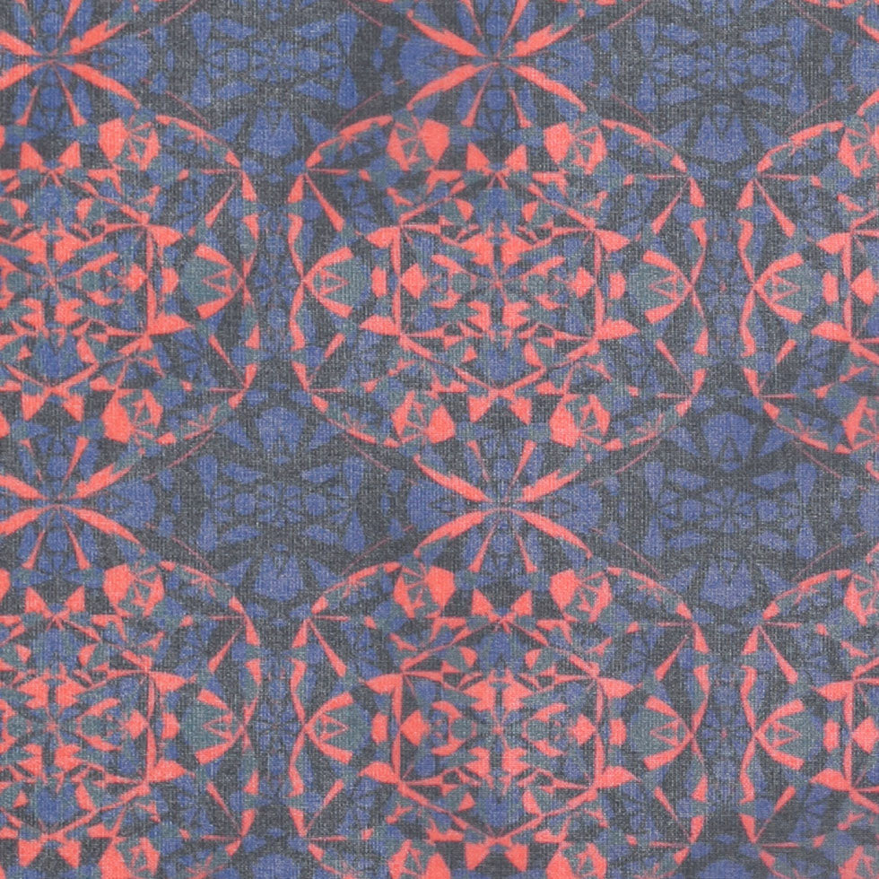 Blue/Orange/Black Kaleidoscope Digitally Printed Polyester Chiffon Detail Blue/Orange/Black Kaleidoscope Digitally Printed Polyester Chiffon Detail