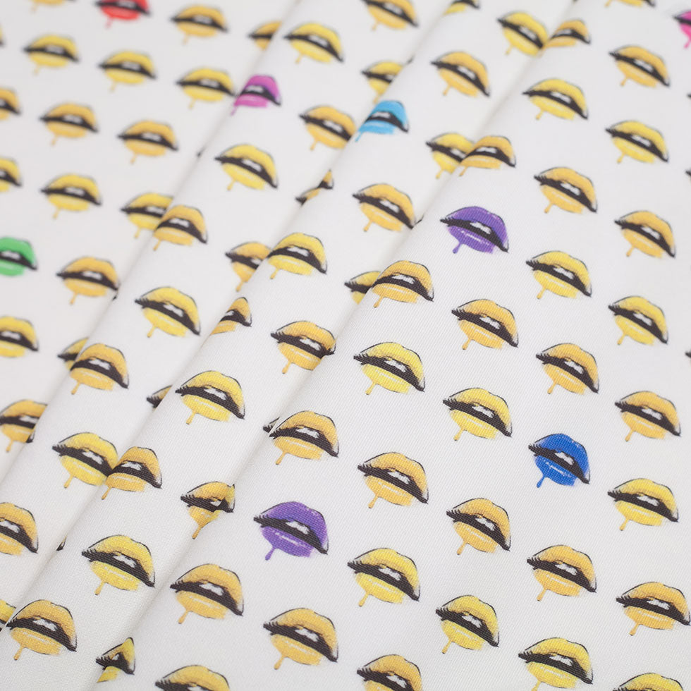 Pop Art Lips Digitally Printed Stretch Neoprene/Scuba Knit Detail Pop Art Lips Digitally Printed Stretch Neoprene/Scuba Knit Detail