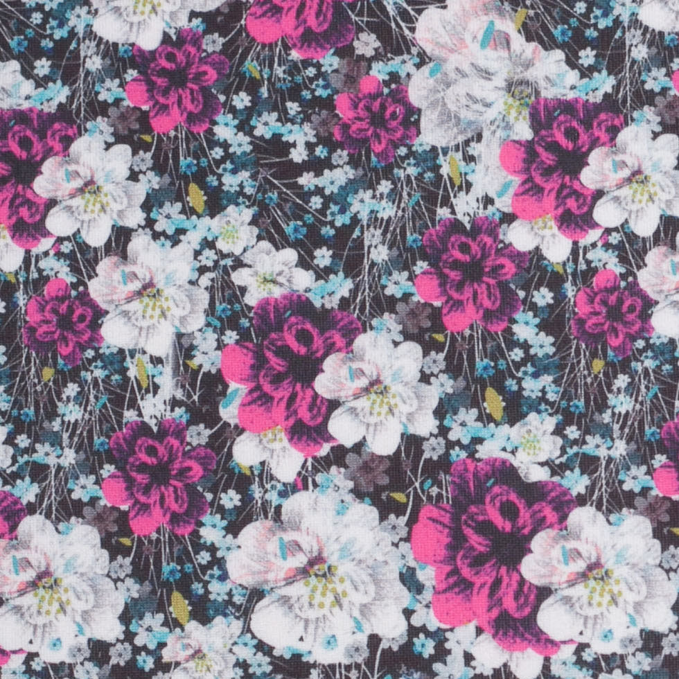 Field of Flowers Digitally Printed Stretch Neoprene/Scuba Knit Detail Field of Flowers Digitally Printed Stretch Neoprene/Scuba Knit Detail