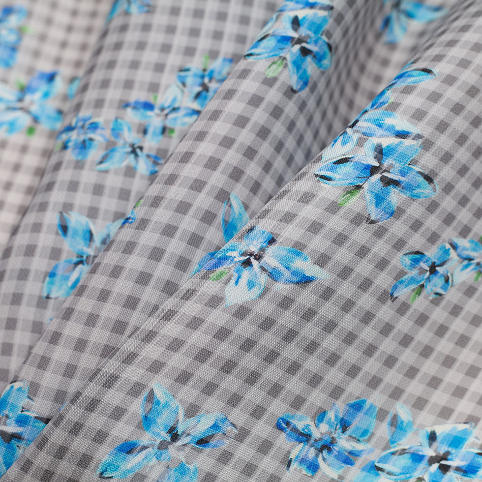 Tanya Taylor Floral Checkered Silk Gazar Detail Tanya Taylor Floral Checkered Silk Gazar Detail