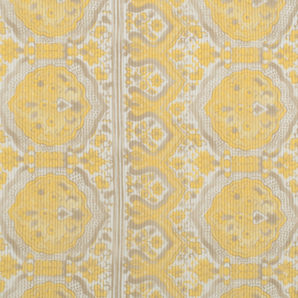 Metallic Gold/Maize Striped Floral Silk-Cotton Voile Metallic Gold/Maize Striped Floral Silk-Cotton Voile
