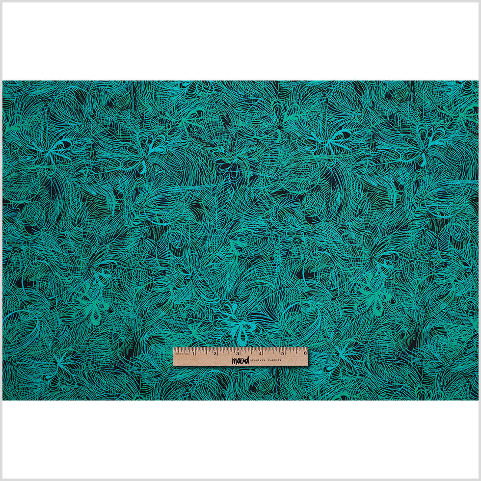 Liberty of London Kenzos Leaf Green/Blue Cotton Poplin Full Liberty of London Kenzos Leaf Green/Blue Cotton Poplin Full