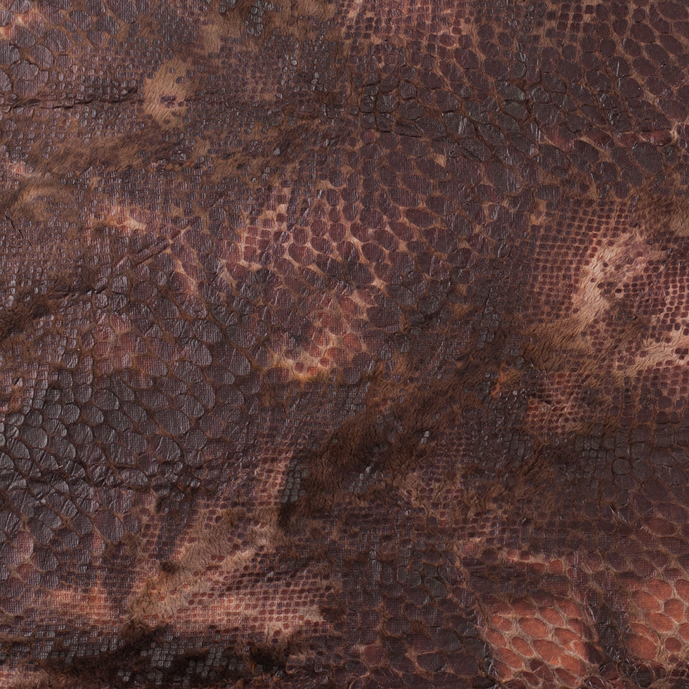 Brown Knitted Faux Fur with Reptillain Laminate Brown Knitted Faux Fur with Reptillain Laminate