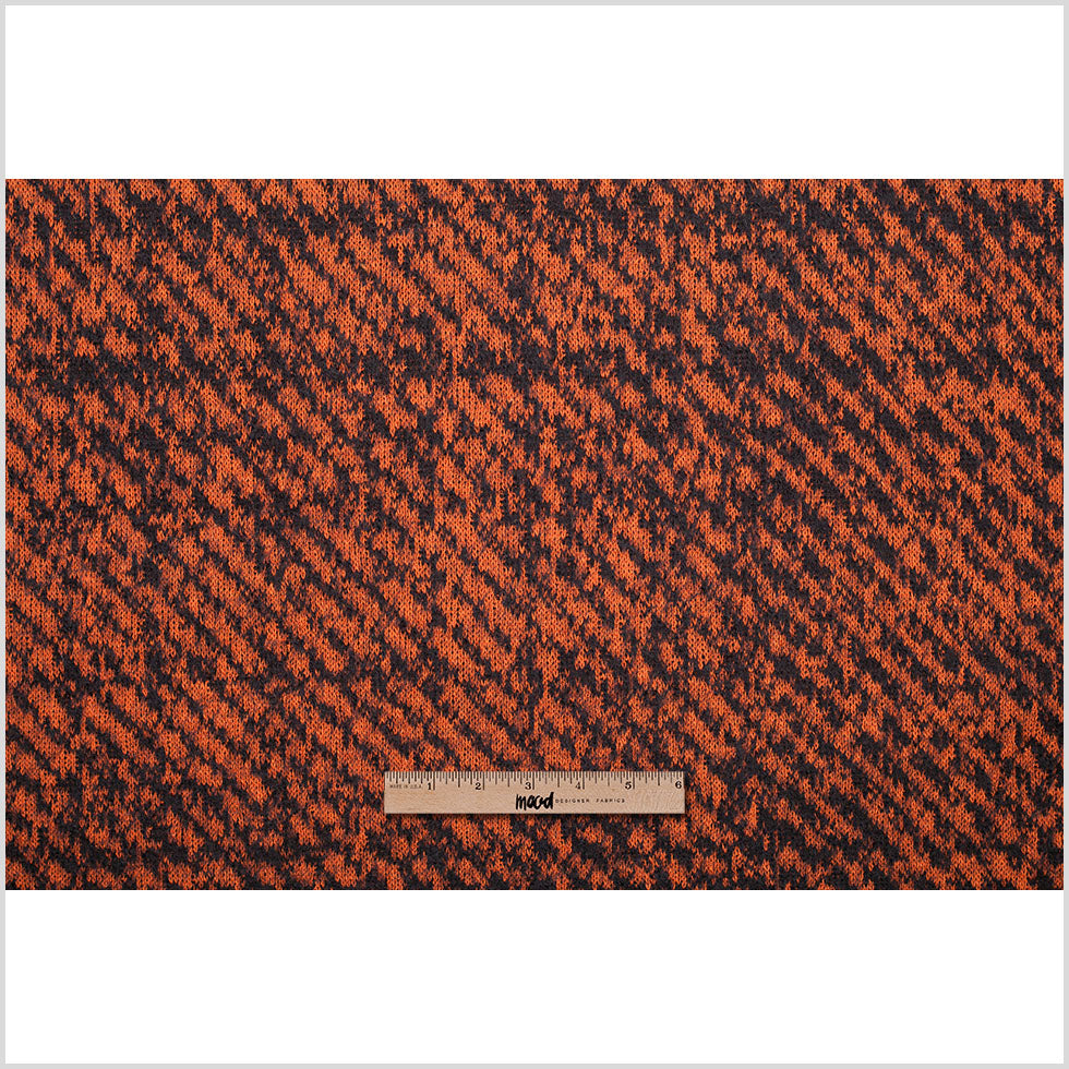 Black and Orange Abstract Blended Virgin Wool Knit Full Black and Orange Abstract Blended Virgin Wool Knit Full