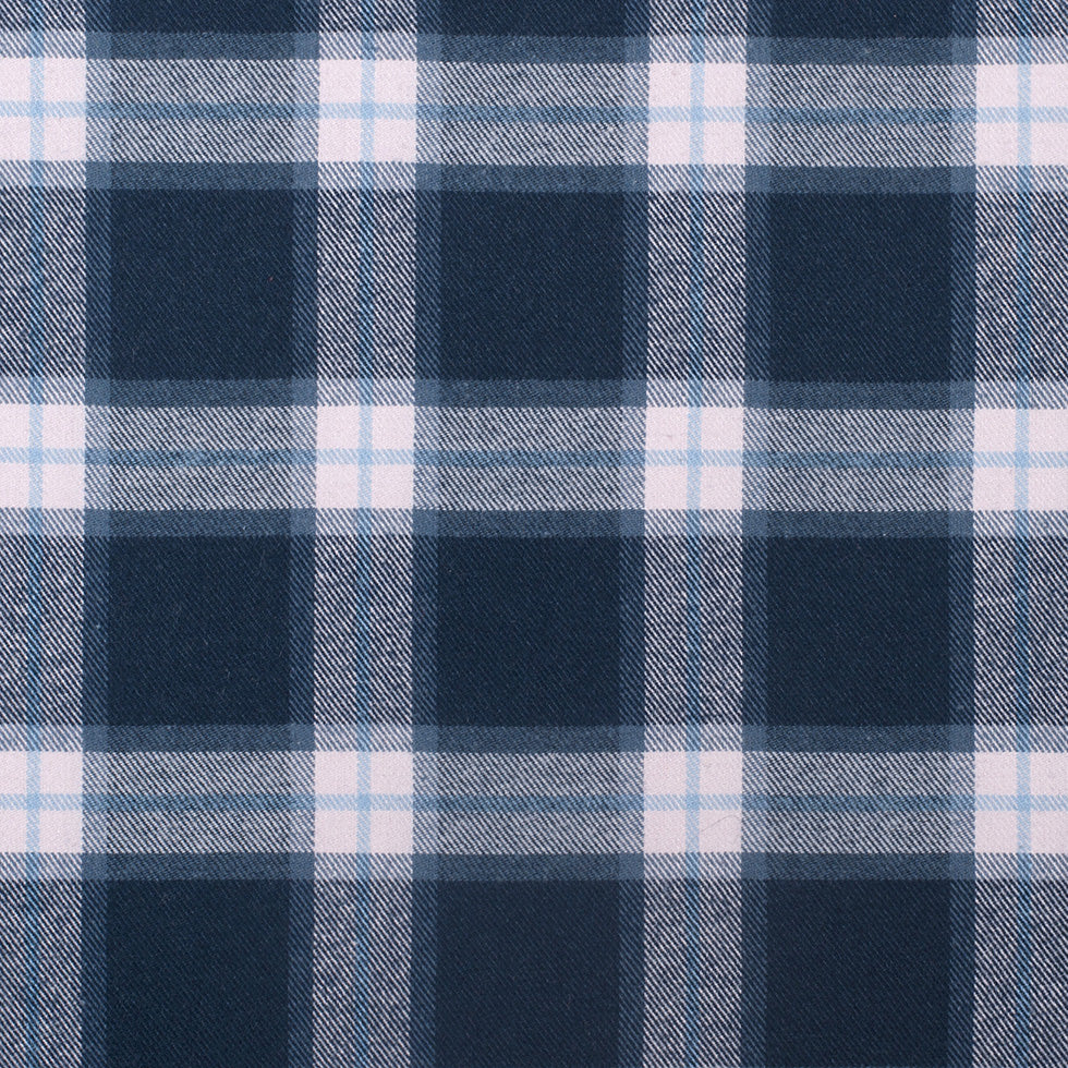 Italian Blue/Rosa Plaid Flannelled Wool Blended Twill Italian Blue/Rosa Plaid Flannelled Wool Blended Twill