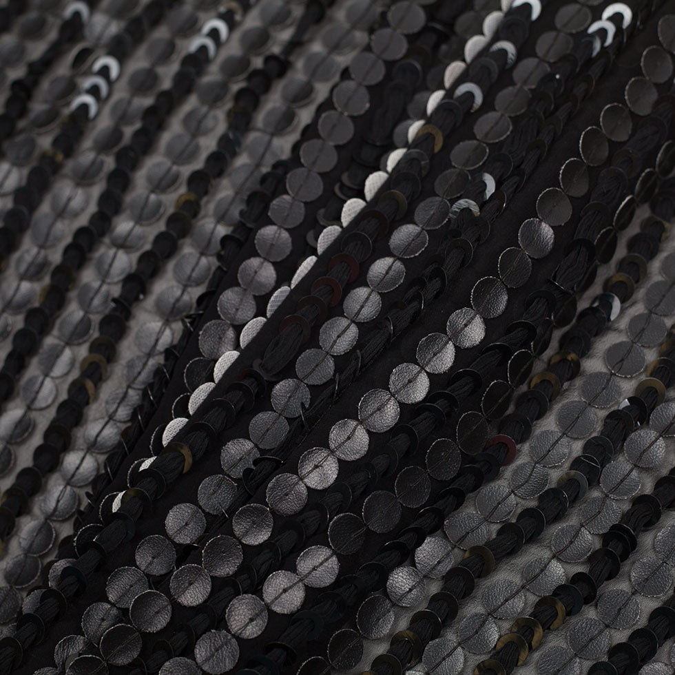 Black Striped Viscose-Polyester Sequins - Folded Black Striped Viscose-Polyester Sequins - Folded