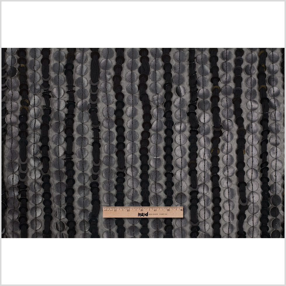 Black Striped Viscose-Polyester Sequins - Full Black Striped Viscose-Polyester Sequins - Full
