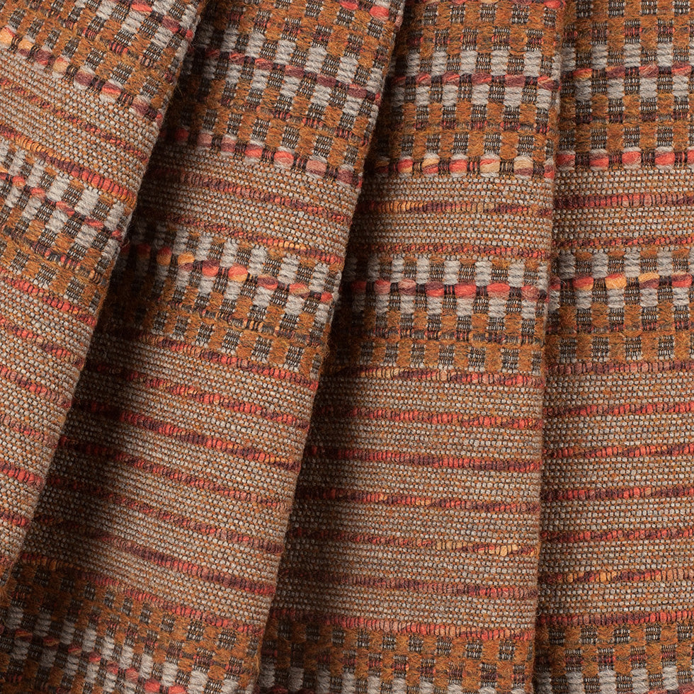 Rust Dimensional Stripes Blended Wool Tweed Folded Rust Dimensional Stripes Blended Wool Tweed Folded