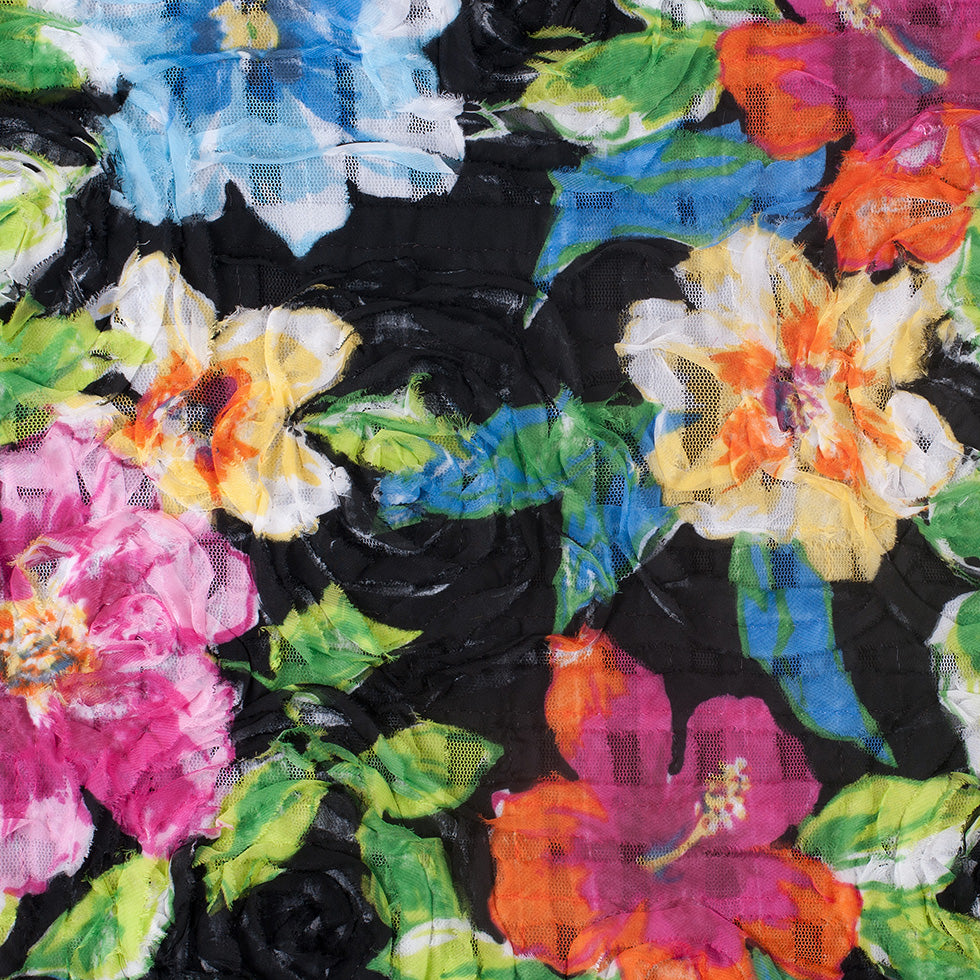 Black Multicolored Textural Polyester Netting Black Multicolored Textural Polyester Netting
