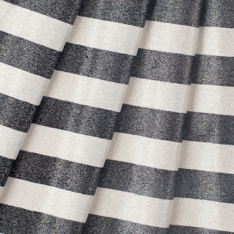 Black and White Metalic Speckled Cotton Knit Jersey - Folded Black and White Metalic Speckled Cotton Knit Jersey - Folded