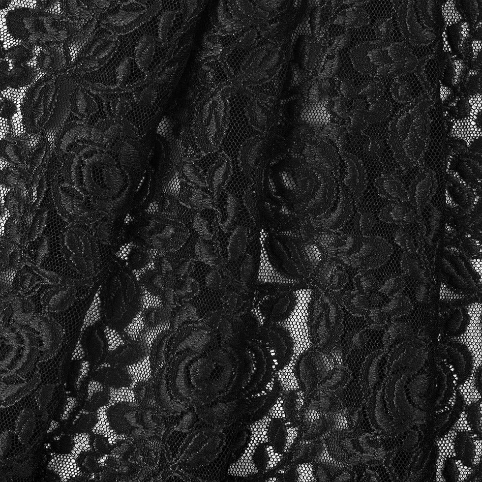 Black Rosette Lace Mesh - Folded Black Rosette Lace Mesh - Folded