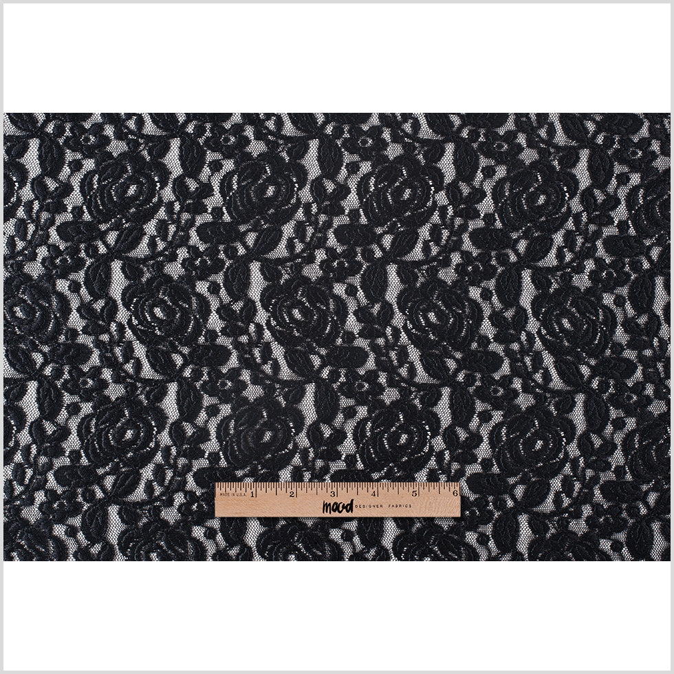 Black Rosette Lace Mesh - Full Black Rosette Lace Mesh - Full