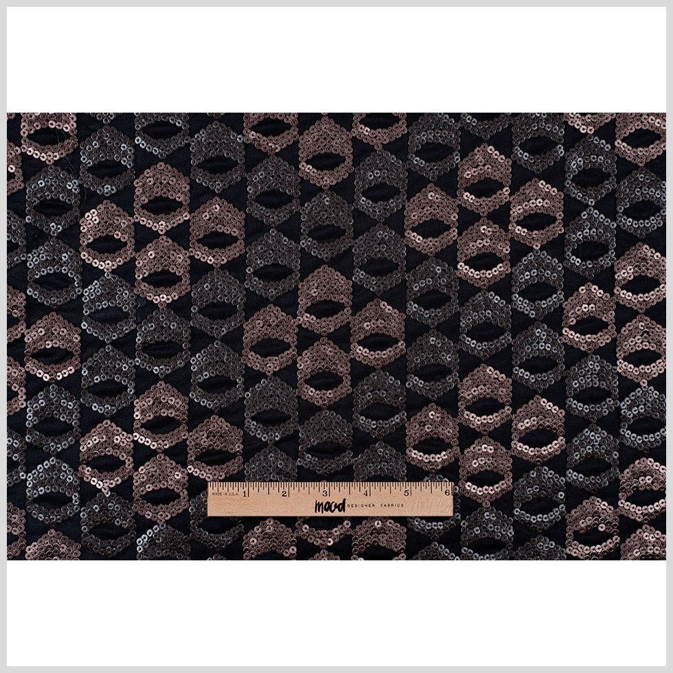Dusty Rose/Pale Black Sequined Netting Full Dusty Rose/Pale Black Sequined Netting Full