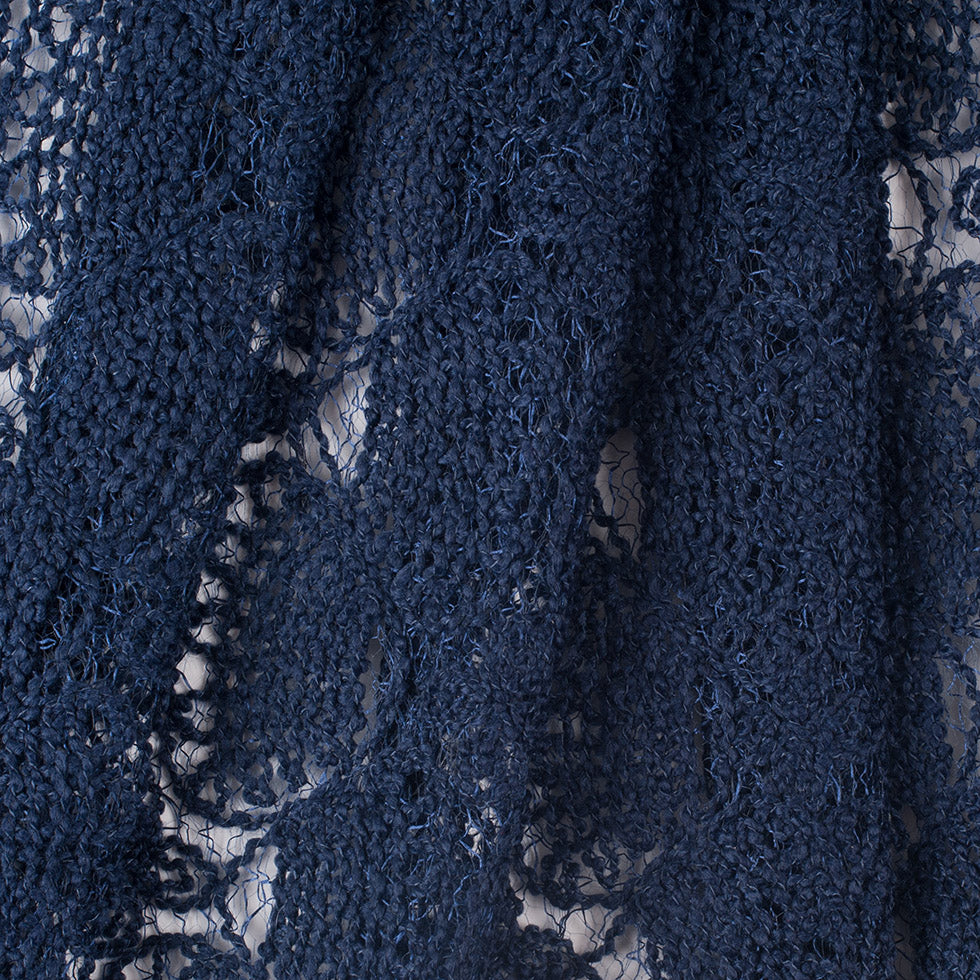 Novelty Polyester Lace - Navy Sea Shells Folded Novelty Polyester Lace - Navy Sea Shells Folded