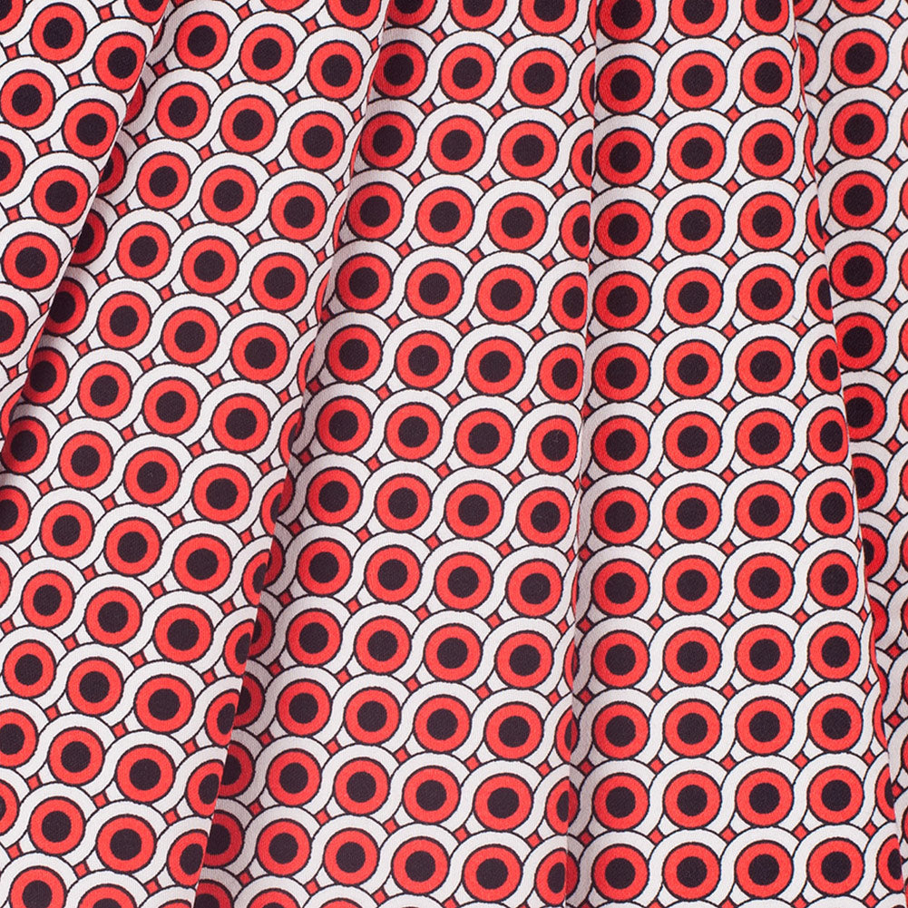 Poppy Red Geometric Stretch Cotton Woven - Folded Poppy Red Geometric Stretch Cotton Woven - Folded