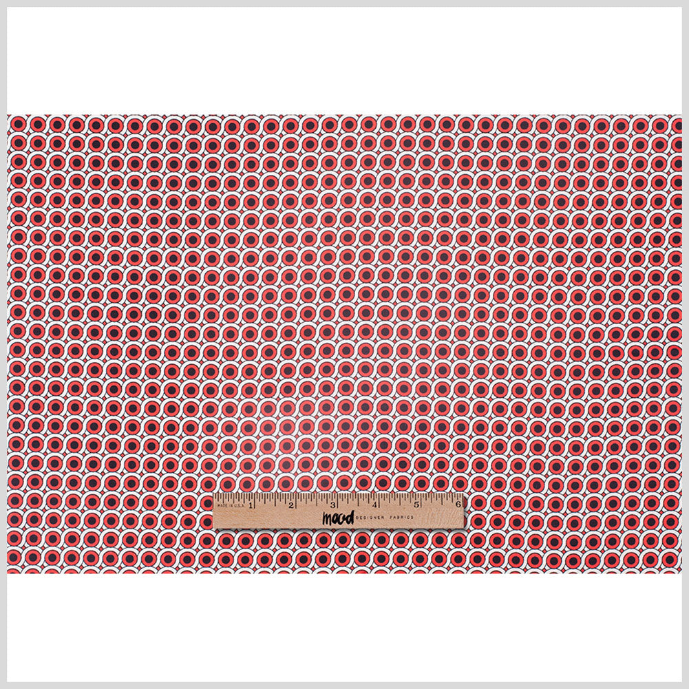Poppy Red Geometric Stretch Cotton Woven - Full Poppy Red Geometric Stretch Cotton Woven - Full