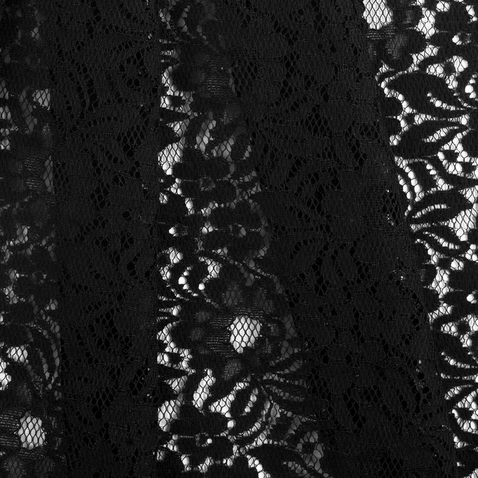 Re-Embroidered Lace - Black Floral Folded Re-Embroidered Lace - Black Floral Folded