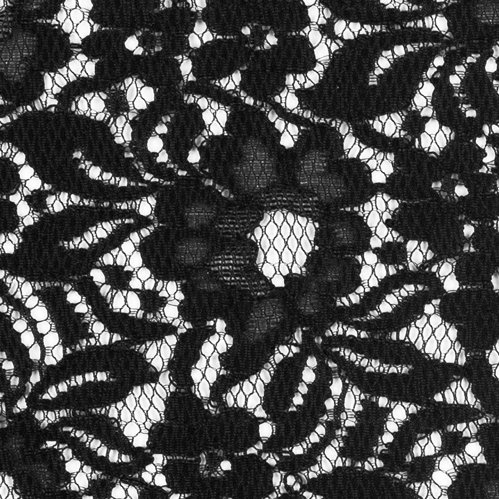 Re-Embroidered Lace - Black Floral Detail Re-Embroidered Lace - Black Floral Detail