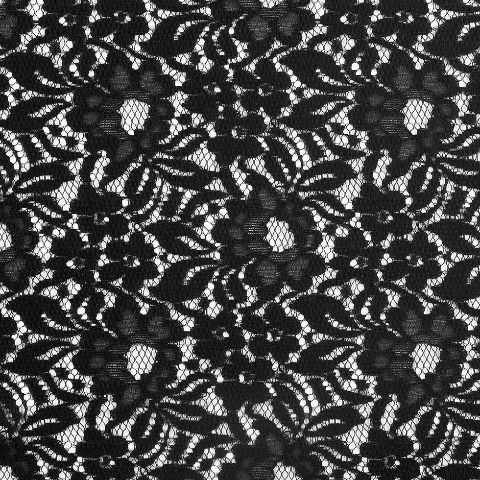 Re-Embroidered Lace - Black Floral Re-Embroidered Lace - Black Floral