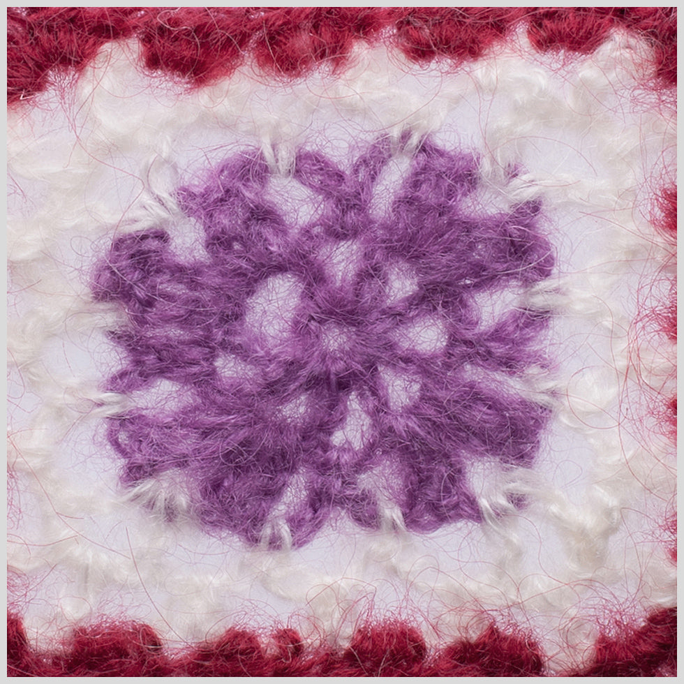 Red/White/Orchid Squares Crochet Lace Trim Detail Red/White/Orchid Squares Crochet Lace Trim Detail
