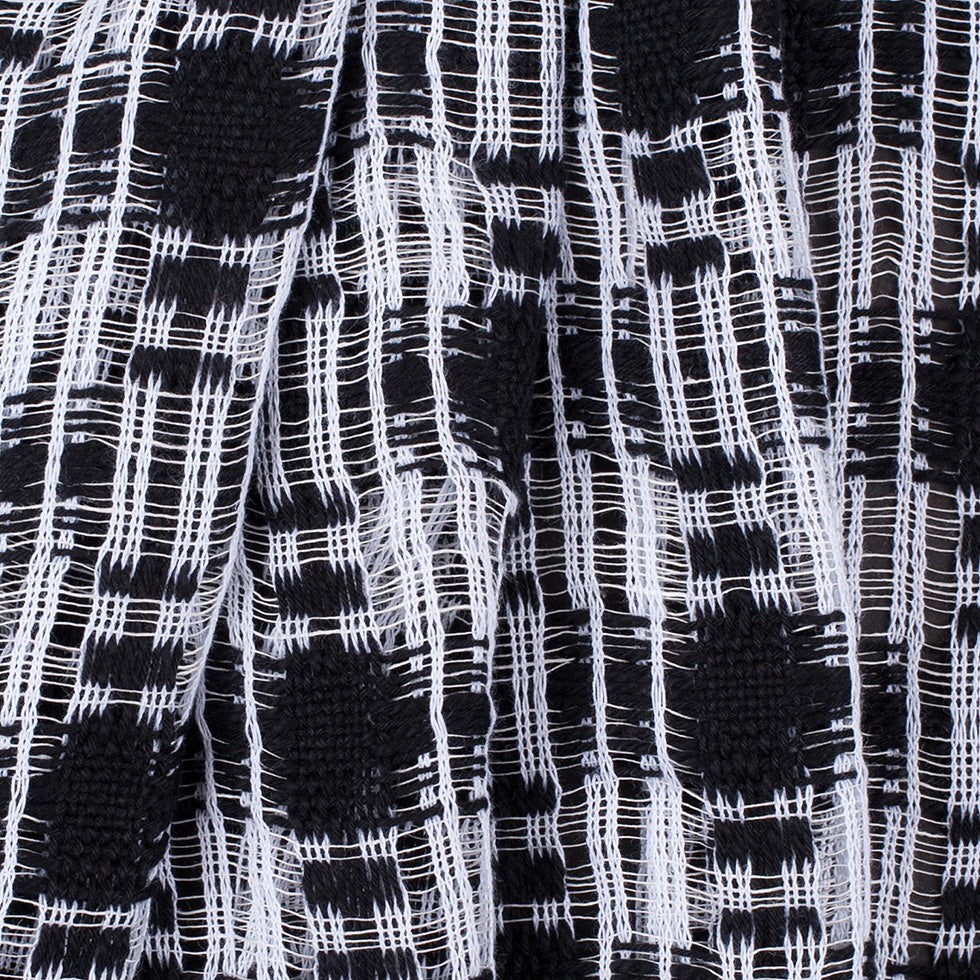 Black/White Open-Weave Checked Cotton Woven Folded Black/White Open-Weave Checked Cotton Woven Folded