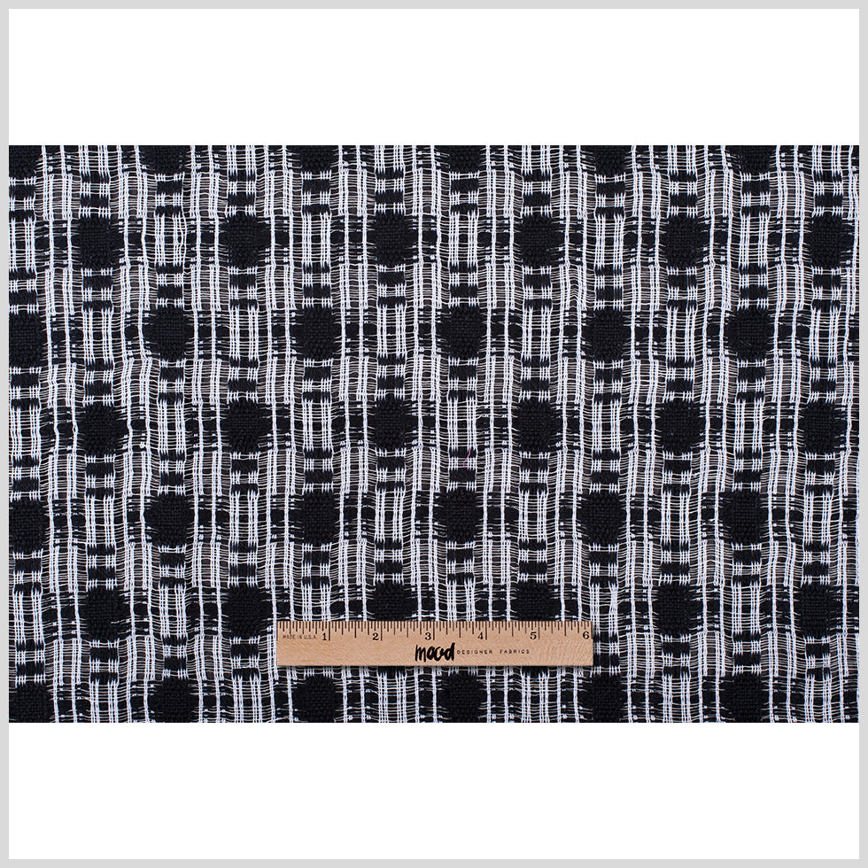 Black/White Open-Weave Checked Cotton Woven Full Black/White Open-Weave Checked Cotton Woven Full