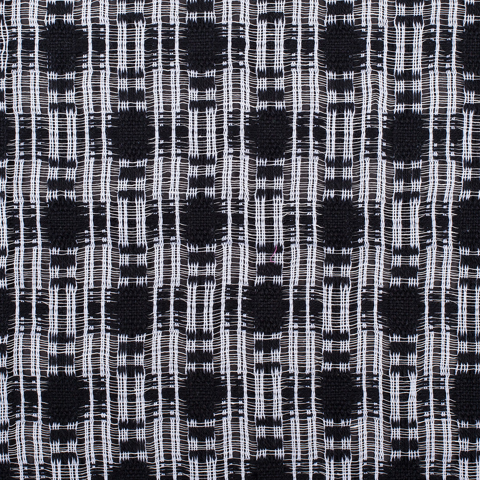 Black/White Open-Weave Checked Cotton Woven Black/White Open-Weave Checked Cotton Woven