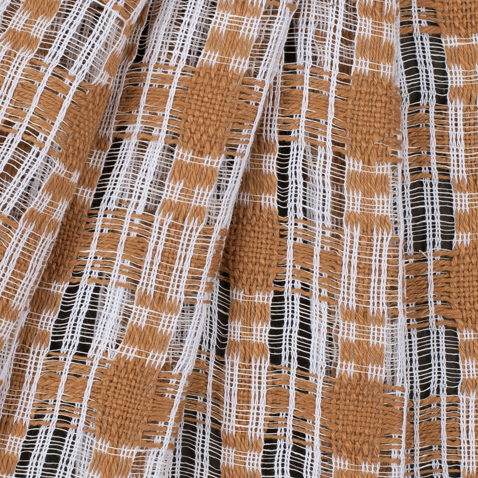 Goldstone/White Open-Weave Checked Cotton Woven - Folded Goldstone/White Open-Weave Checked Cotton Woven - Folded