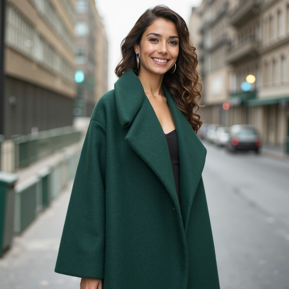 Wool and Cashmere Coating Made in Italy - Dark Teal - Alberini Collection Wool and Cashmere Coating Made in Italy - Dark Teal - Alberini Collection