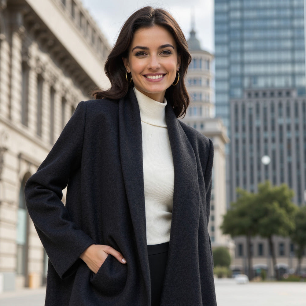 Wool and Cashmere Coating Made in Italy - Navy - Alberini Collection Wool and Cashmere Coating Made in Italy - Navy - Alberini Collection