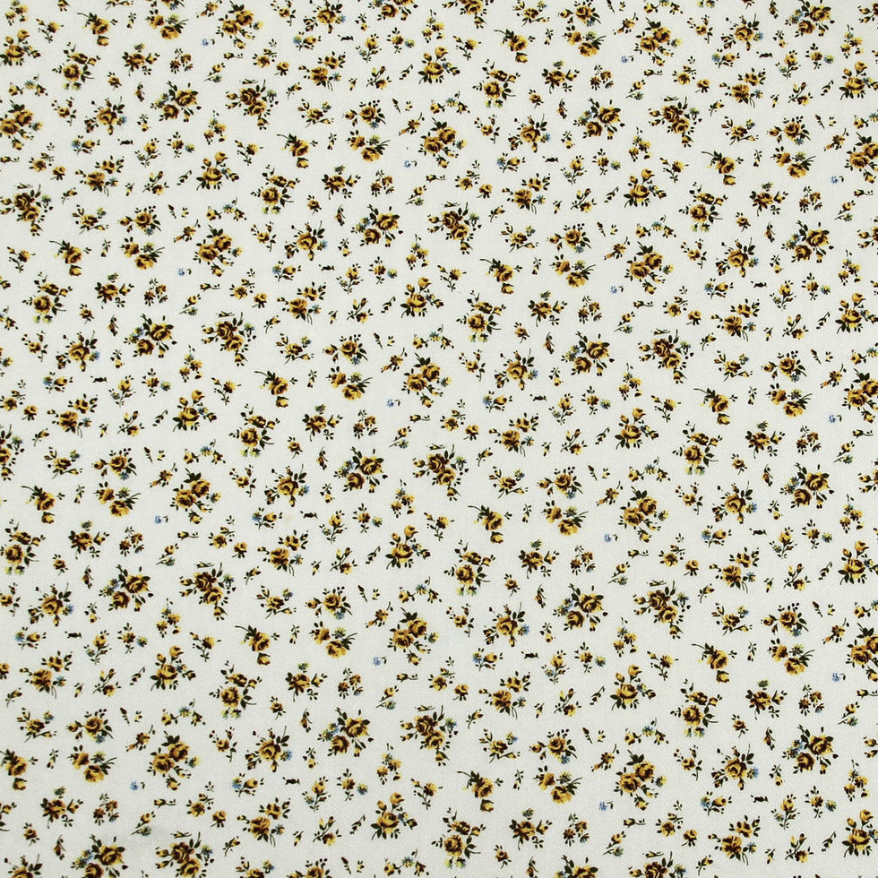 Yellow/White Floral Herringbone Combed Cotton Dobby Jacquard Yellow/White Floral Herringbone Combed Cotton Dobby Jacquard
