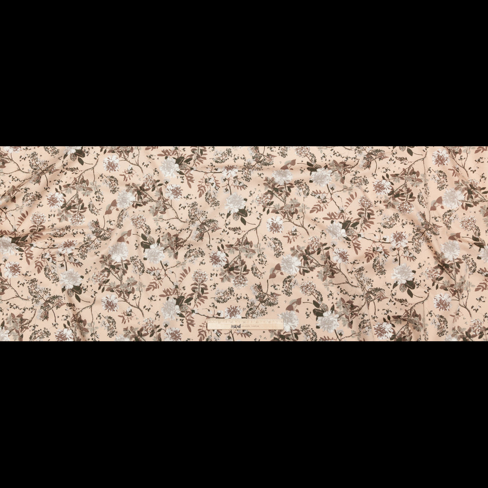 Sand/Ash/Olive Floral Stretch Combed Cotton Twill Full Sand/Ash/Olive Floral Stretch Combed Cotton Twill Full