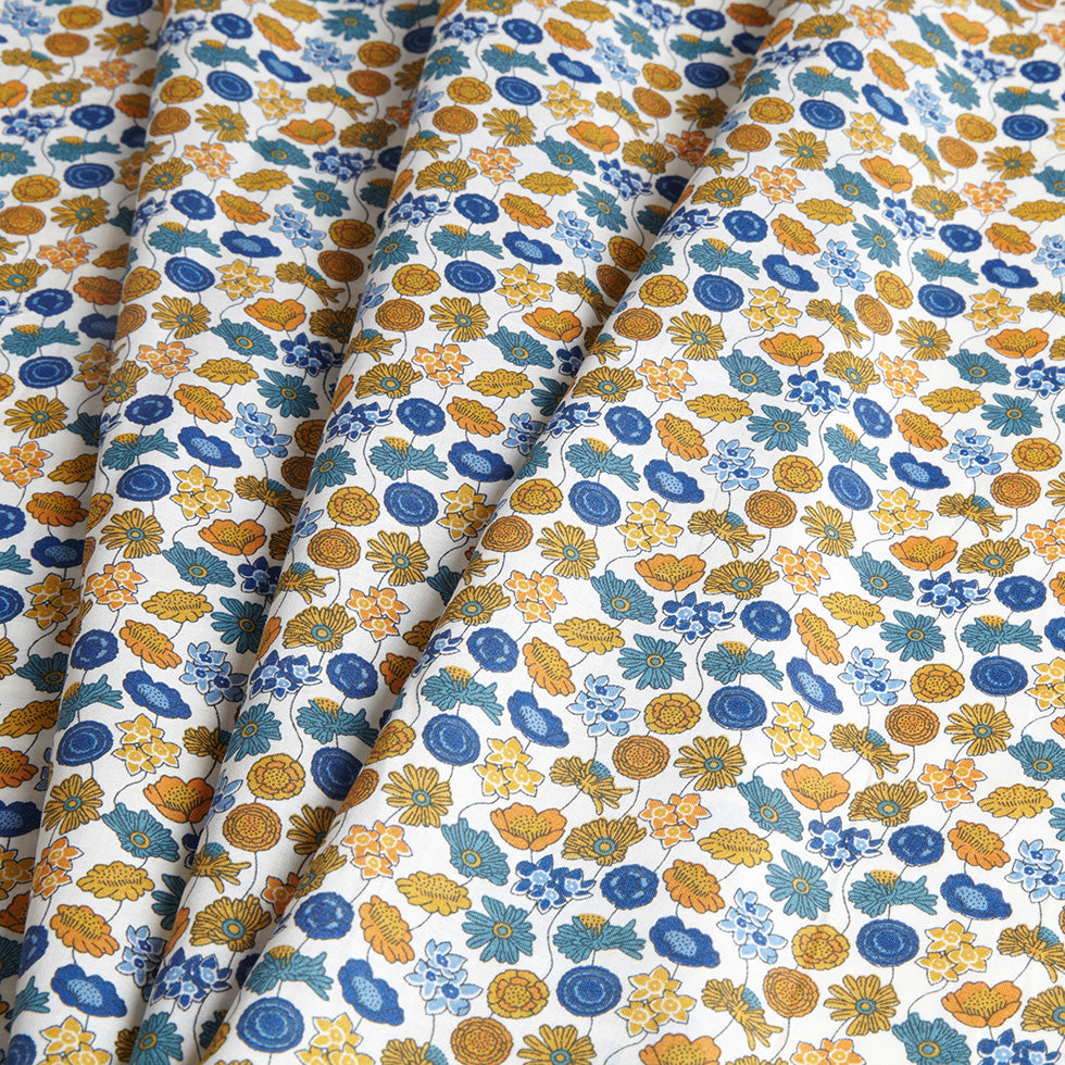 Mustard Floral Printed Combed Cotton Voile Detail Mustard Floral Printed Combed Cotton Voile Detail