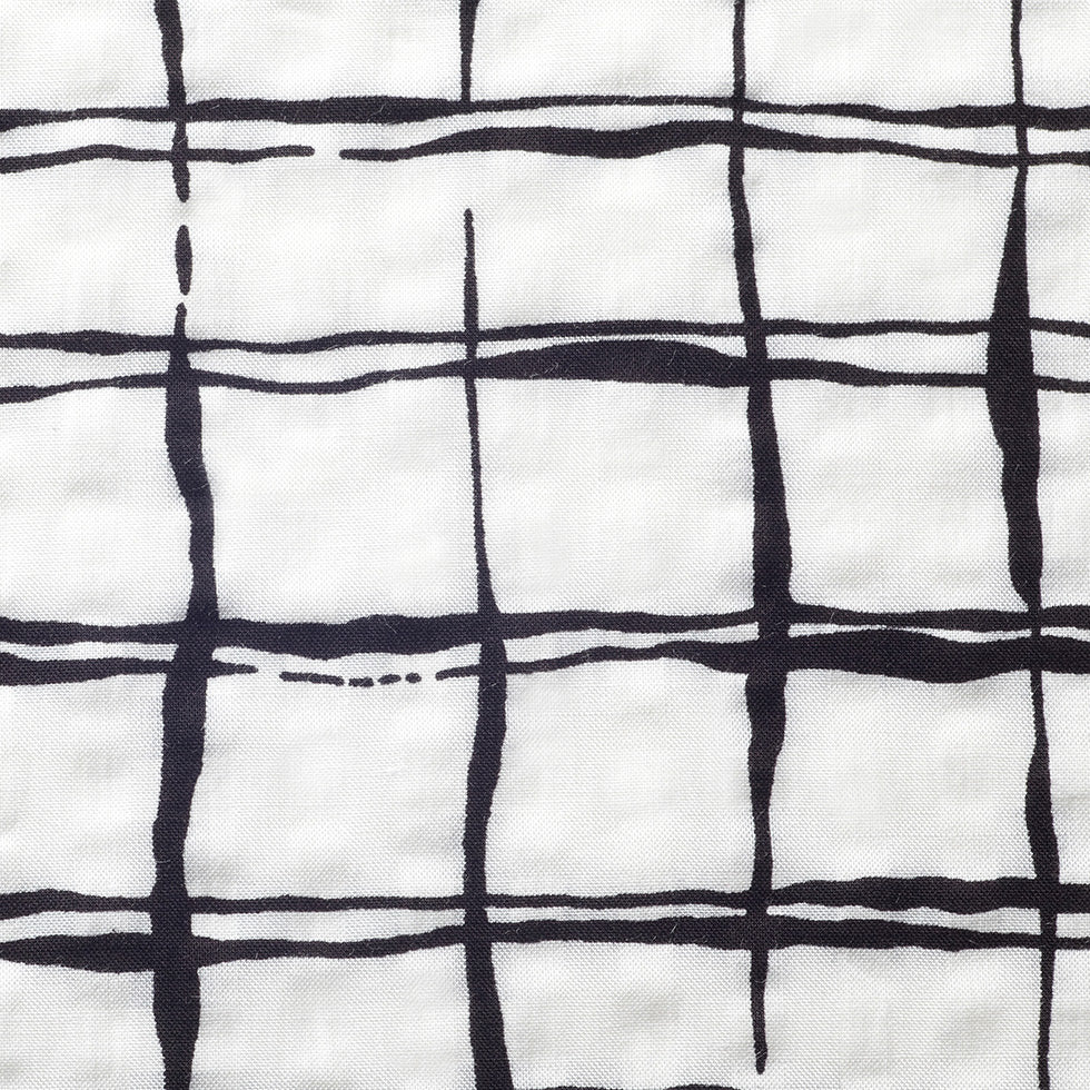 White/Black Abstract Grid Rayon-Cotton Poplin - Full White/Black Abstract Grid Rayon-Cotton Poplin - Full