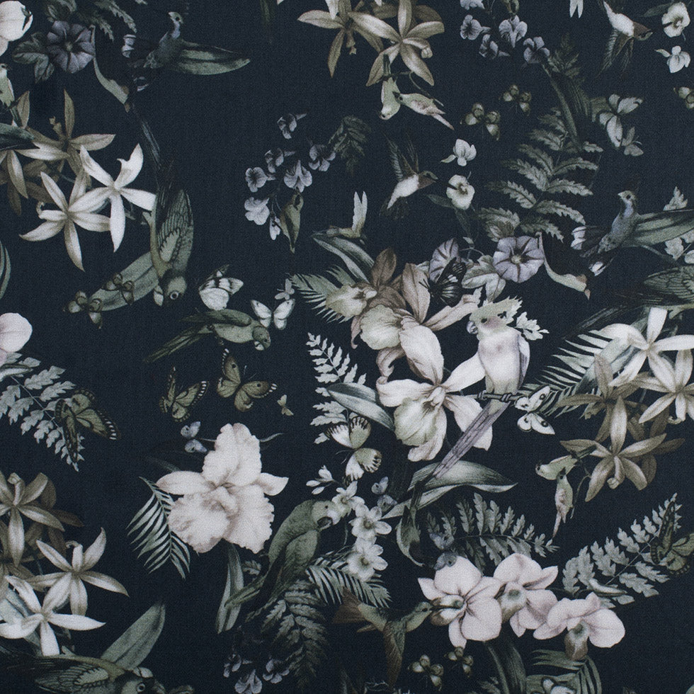 Monochrome Tropical Digitally Printed Mercerized Cotton Woven Monochrome Tropical Digitally Printed Mercerized Cotton Woven