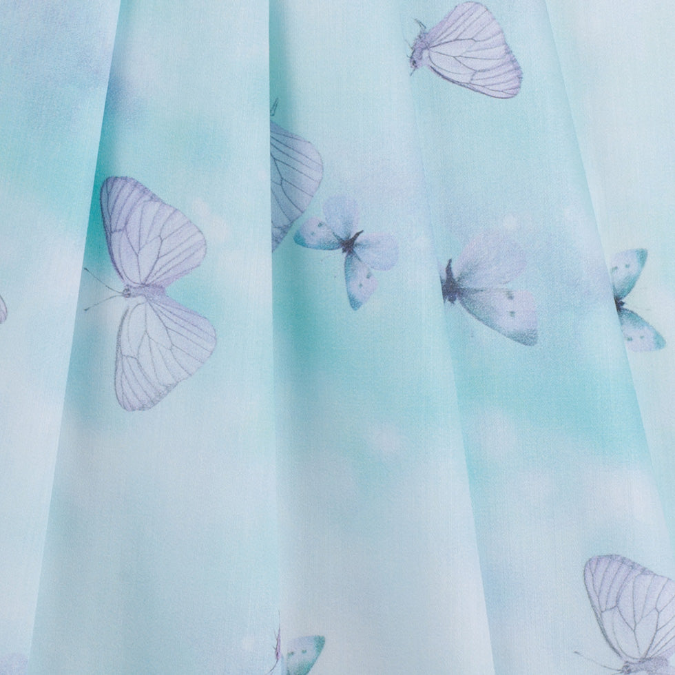 Light Aqua Butterfly Digitally Printed Mercerized Cotton Woven - Folded Light Aqua Butterfly Digitally Printed Mercerized Cotton Woven - Folded