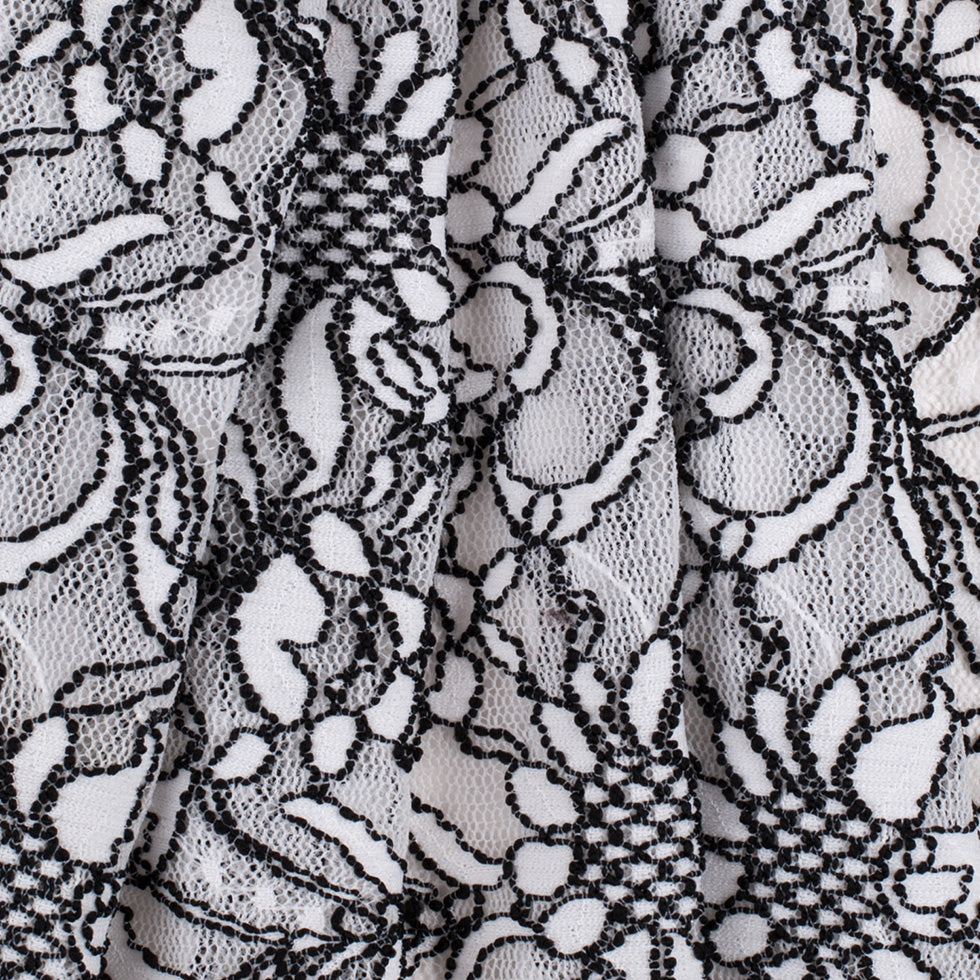 Famous NYC Designer Black/White Floral Crochet Lace Folded Famous NYC Designer Black/White Floral Crochet Lace Folded