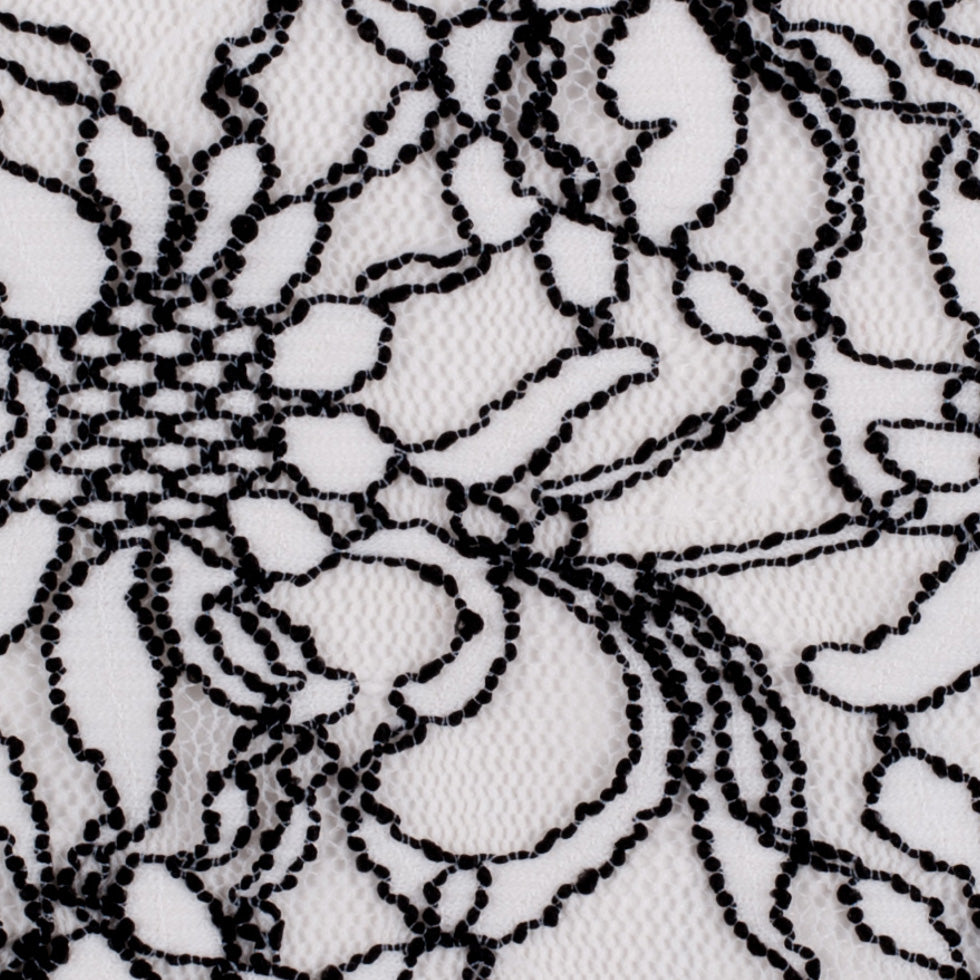 Famous NYC Designer Black/White Floral Crochet Lace Detail Famous NYC Designer Black/White Floral Crochet Lace Detail