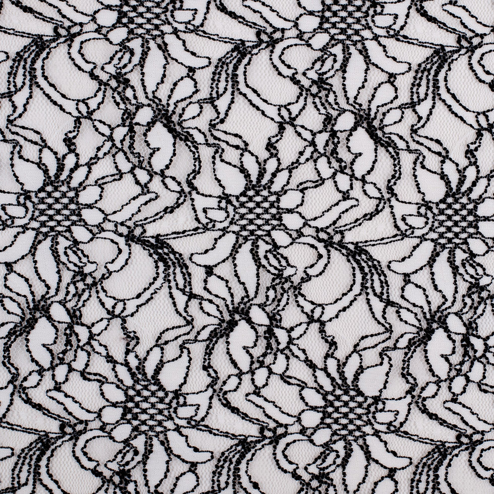 Famous NYC Designer Black/White Floral Crochet Lace Famous NYC Designer Black/White Floral Crochet Lace
