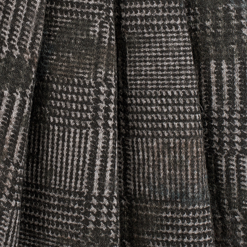 Black/Gray Glen Plaid Wool Knit w/ Fleece Backing - Folded Black/Gray Glen Plaid Wool Knit w/ Fleece Backing - Folded