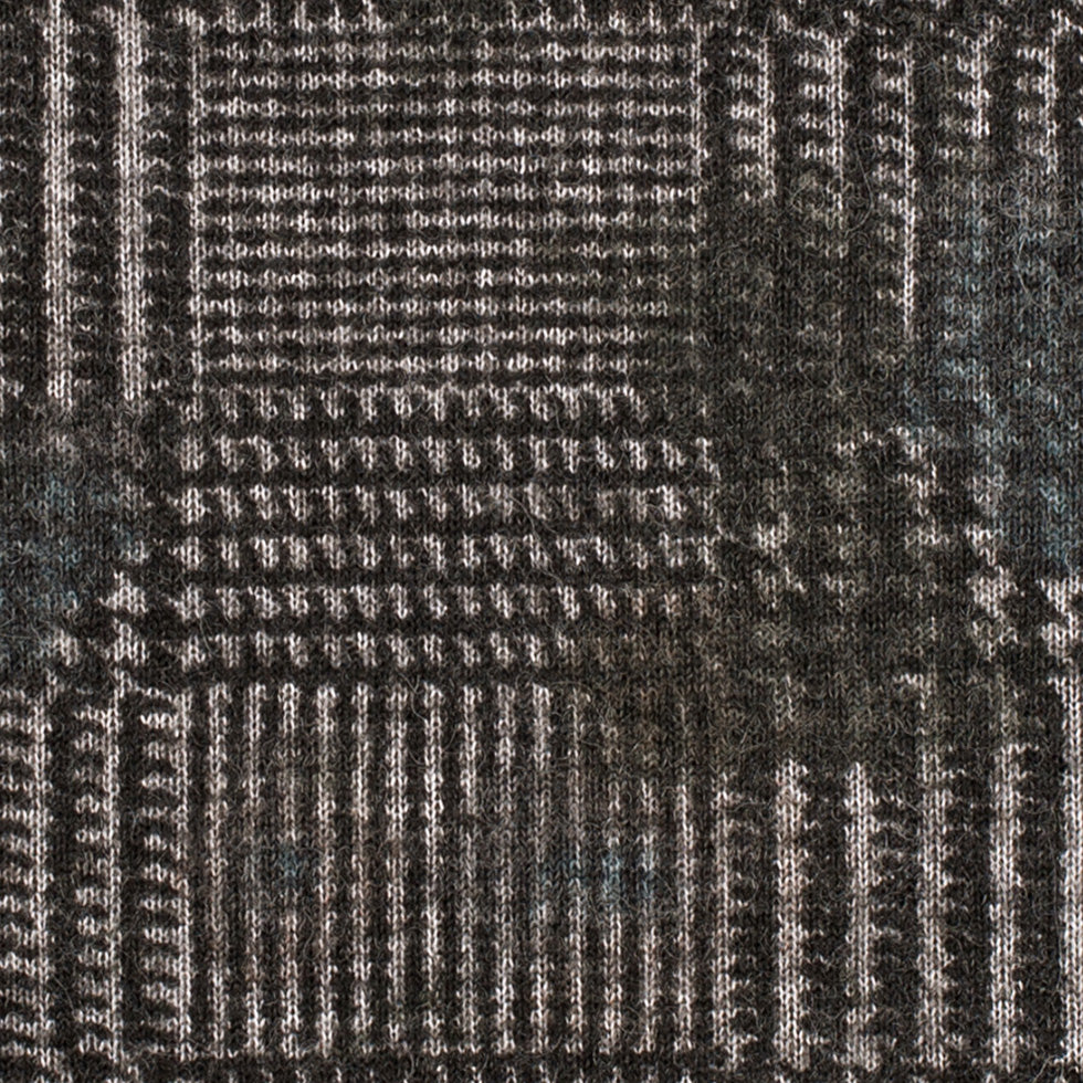 Black/Gray Glen Plaid Wool Knit w/ Fleece Backing - Detail Black/Gray Glen Plaid Wool Knit w/ Fleece Backing - Detail