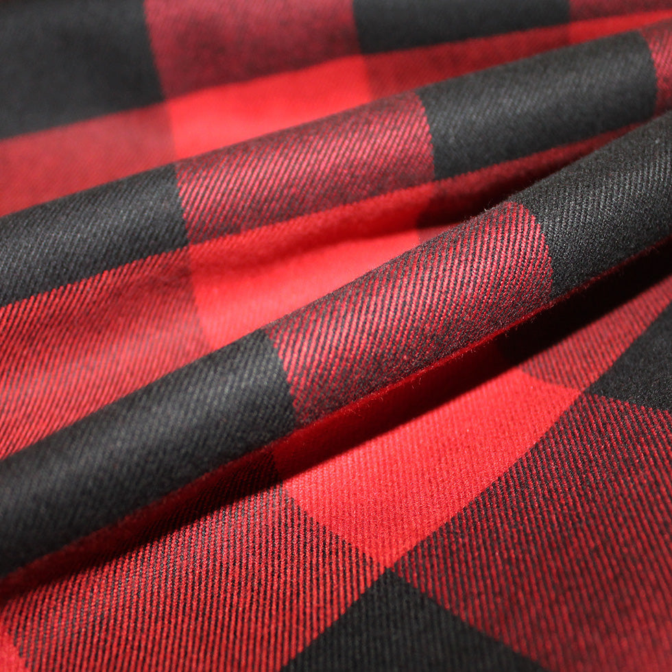 Dark Red/Black Buffalo Check Cotton Flannel Detail Dark Red/Black Buffalo Check Cotton Flannel Detail