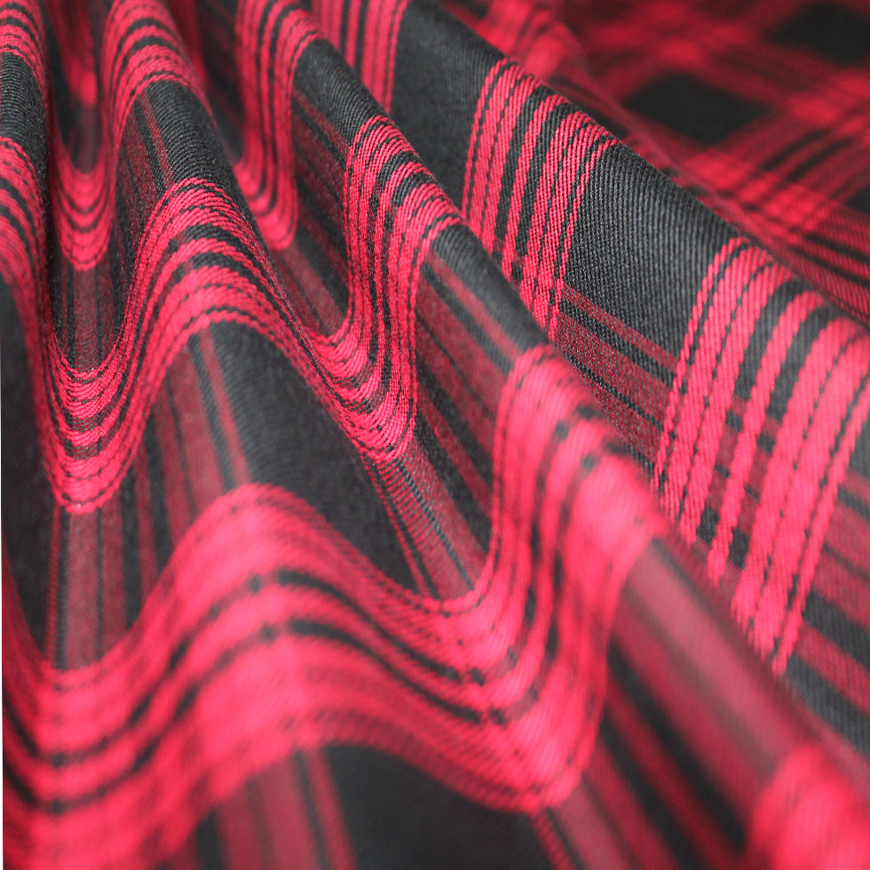 Red/Black Tartan Plaid Cotton Flannel - Folded Red/Black Tartan Plaid Cotton Flannel - Folded