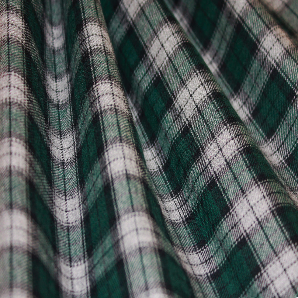 Green/Black/Gray Tartan Plaid Cotton Flannel Folded Green/Black/Gray Tartan Plaid Cotton Flannel Folded