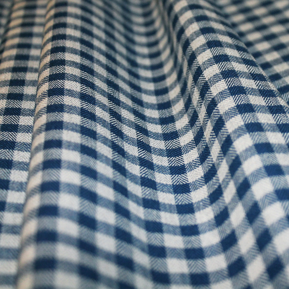 Blue/Gray Shepherd's Check Cotton Flannel Folded Blue/Gray Shepherd's Check Cotton Flannel Folded