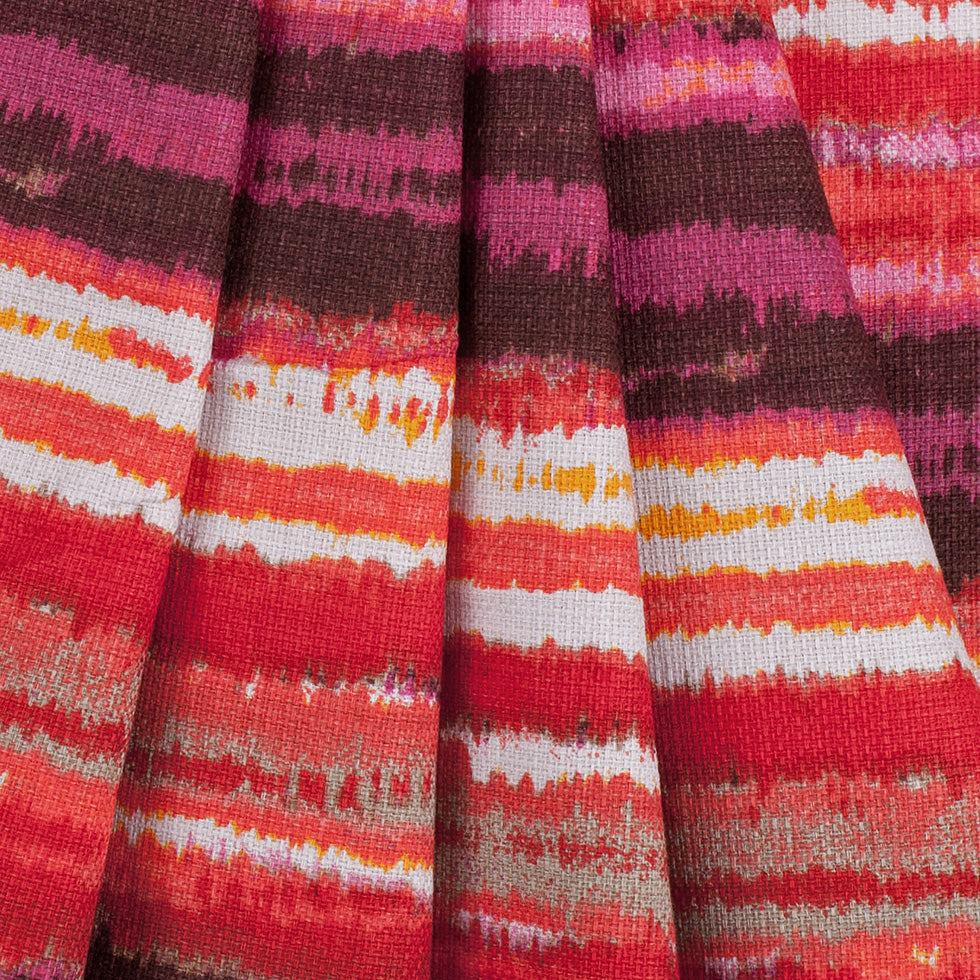 Orange/Fuchsia Striped Mercerized Cotton-Linen Canvas - Folded Orange/Fuchsia Striped Mercerized Cotton-Linen Canvas - Folded
