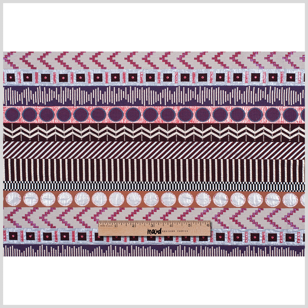 French Metallic Red/Beige Striped Geometric Jacquard Folded French Metallic Red/Beige Striped Geometric Jacquard Folded