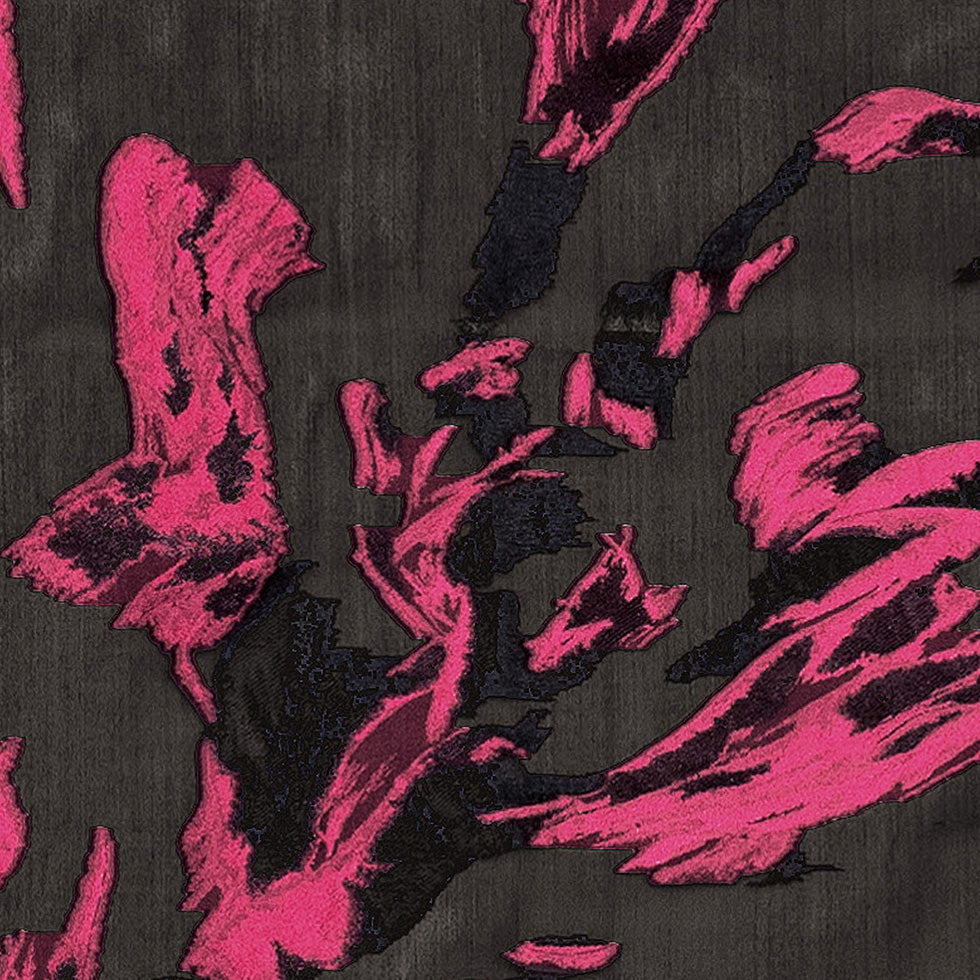 J. Mendel Beetroot Purple/Black Floral Silk Organza Detail J. Mendel Beetroot Purple/Black Floral Silk Organza Detail